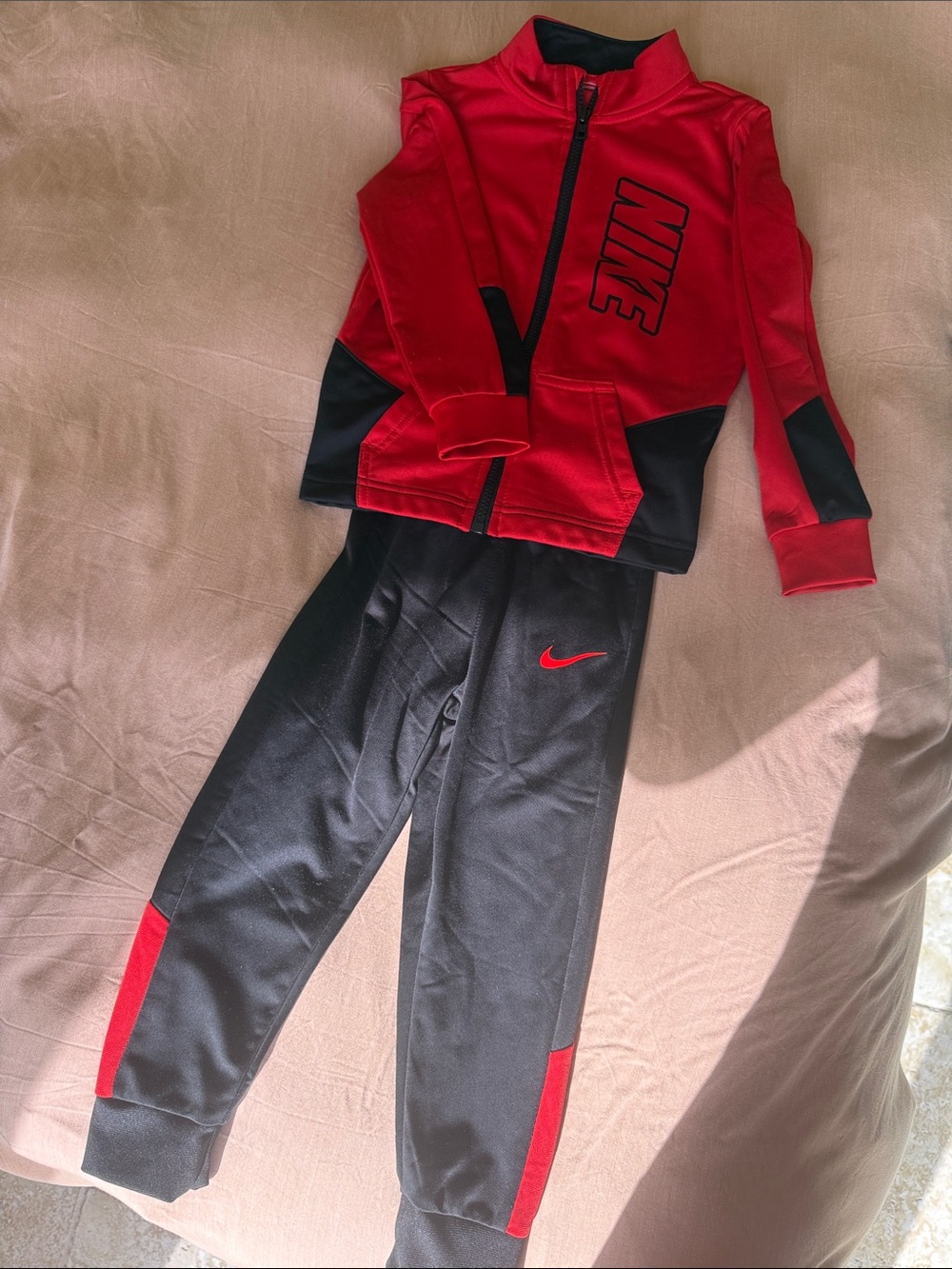 Nike Red and Black Kids Zip Jacket & Joggers Set